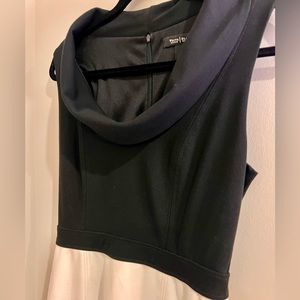 WHBM Black and Cream Color Block Cowl Neck Dress Size 8